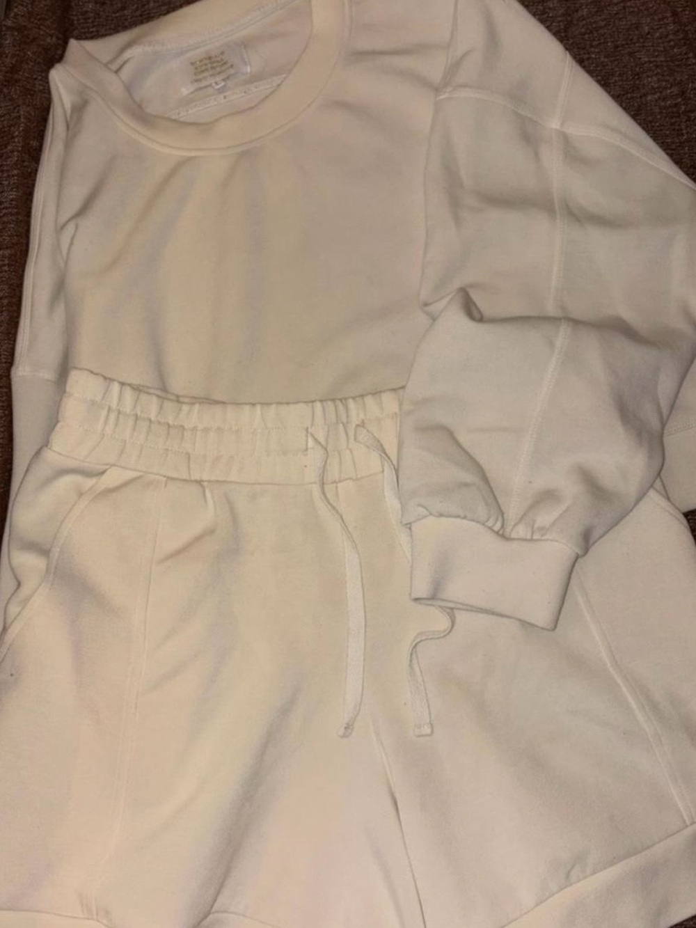 Simply Southern Cream womans Sweatshirt and Jogger Shorts Set